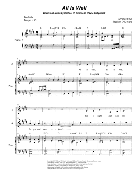 All Is Well Duet For Soprano And Alto Solo Sheet Music