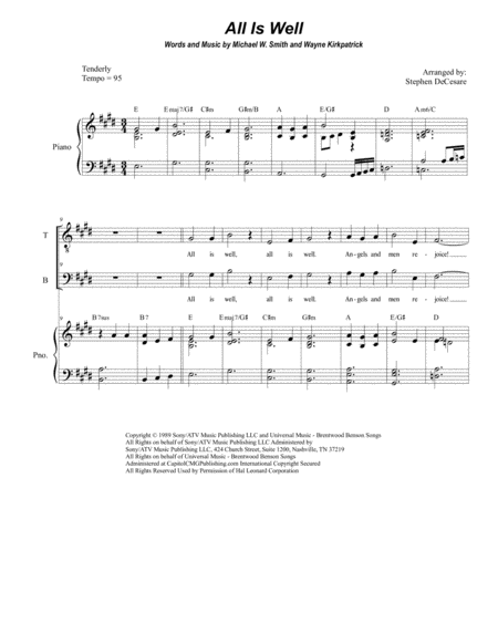 Free Sheet Music All Is Well For Satb