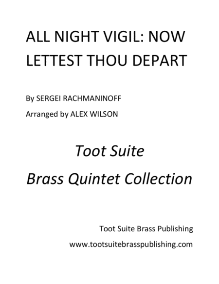 All Night Vigil Now Lettest Thou Depart Sheet Music