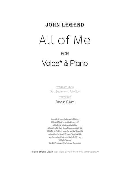 Free Sheet Music All Of Me For Voice Piano With Full Lyrics