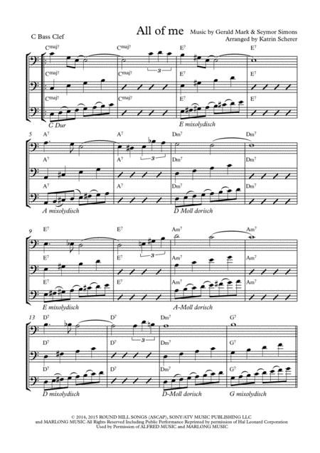 Free Sheet Music All Of Me In C Bass Clef