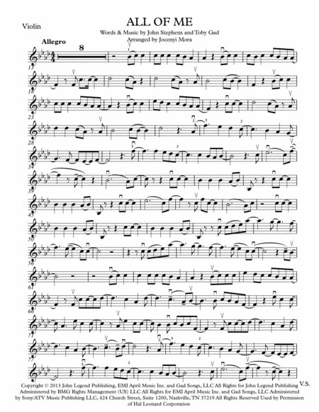Free Sheet Music All Of Me Violin Solo