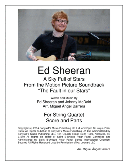 All Of The Stars String Quartet Ed Sheeran Sheet Music