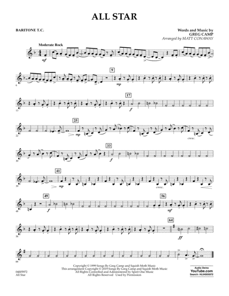 All Star Arr Matt Conaway Baritonet C Sheet Music