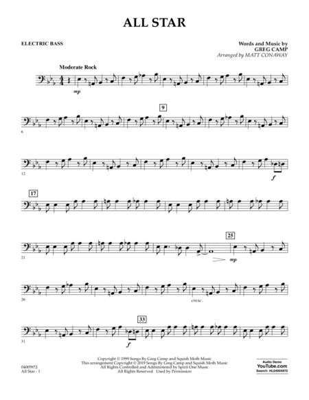 All Star Arr Matt Conaway Bass Sheet Music