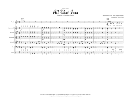 All That Jazz Vocal Solo W Saxophone Quartet Sheet Music