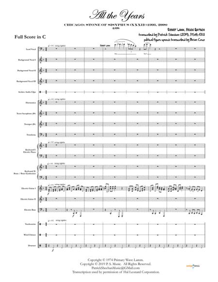 All The Years Chicago Full Score Set Of Parts Sheet Music