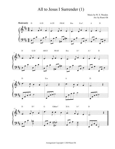 All To Jesus I Surrender Favorite Hymns Arrangements With 3 Levels Of Difficulties For Beginner And Intermediate Sheet Music