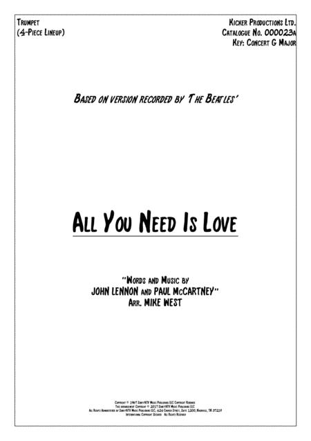 All You Need Is Love 4 Piece Brass Section Sheet Music