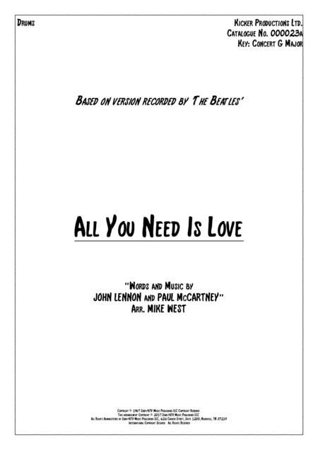 All You Need Is Love Drums Sheet Music