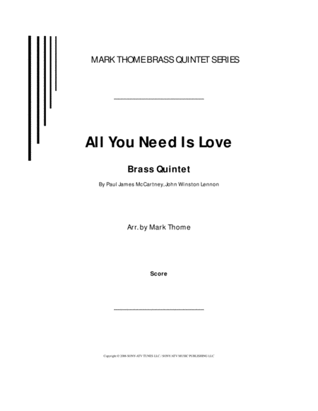 All You Need Is Love Love Version Sheet Music