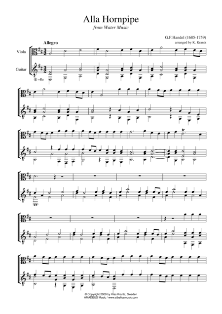 Alla Hornpipe For Viola And Guitar Sheet Music