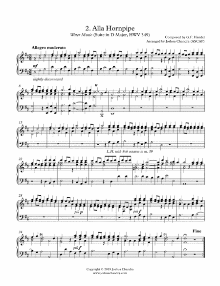 Free Sheet Music Alla Hornpipe From Handels Water Music Hwv 349