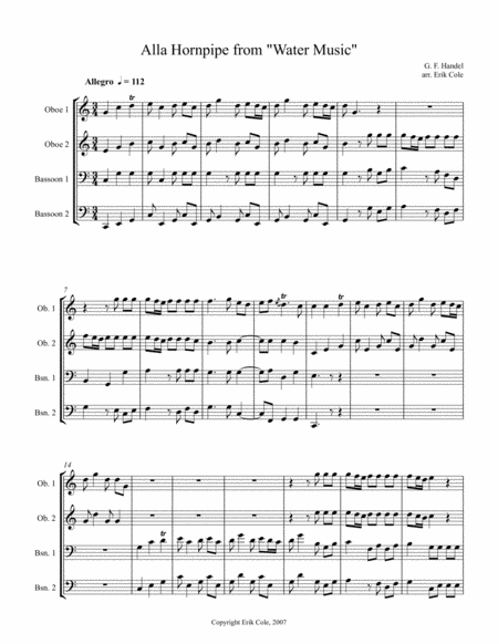 Alla Hornpipe From Water Music Sheet Music