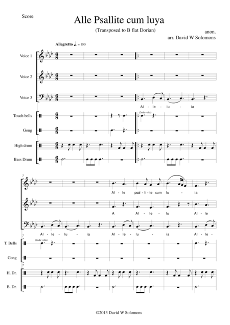 Alle Psallite For 3 Voices And Percussion Sheet Music