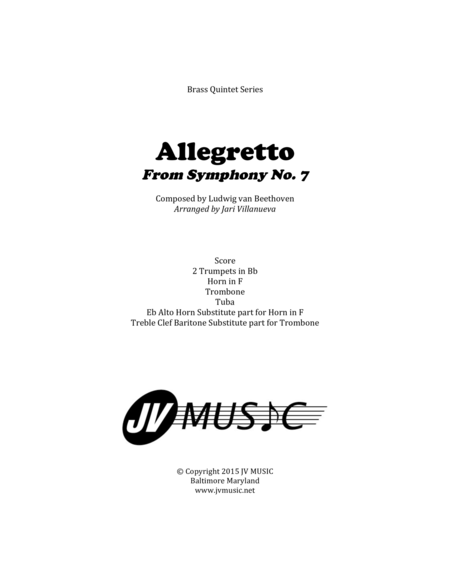 Allegretto From Symphony No 7 By Beethoven Sheet Music