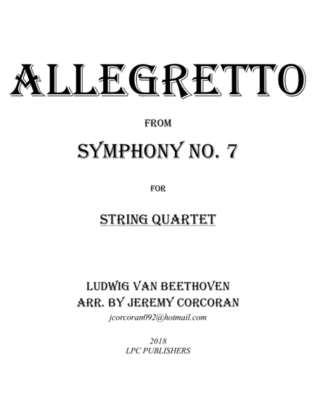 Free Sheet Music Allegretto From Symphony No 7 For String Quartet