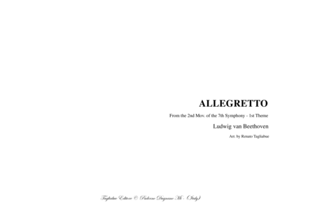 Allegretto From The 2nd Mov Of The 7th Symphony 1st Theme Beethoven Arr For Organ 3 Staff Sheet Music