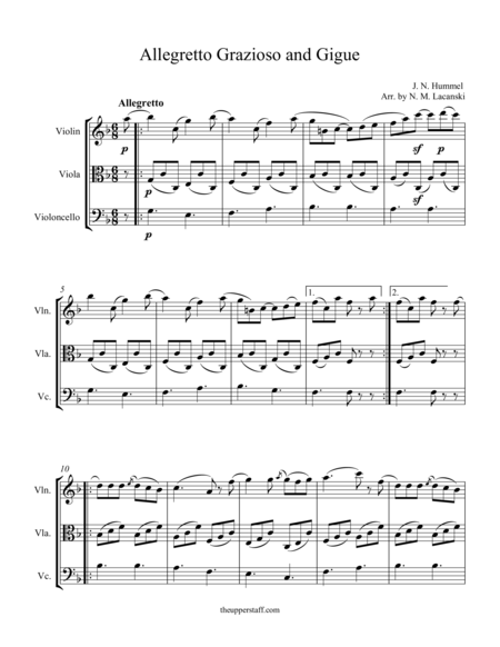 Free Sheet Music Allegretto Grazioso And Gigue