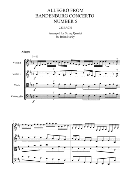 Allegro From Brandenburg Concerto No 5 Sheet Music