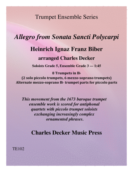 Free Sheet Music Allegro From Sonata Sancti Polycarpi For Trumpet Ensemble