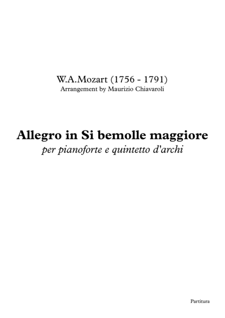 Allegro In Si Bemolle Maggiore Sheet Music