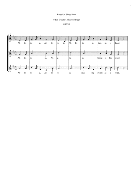 Alleluia A Round For 3 Voices Sheet Music