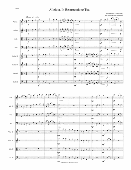 Alleluia In Resurrectione Tua Arranged For String Octet Or String Orchestra Sheet Music