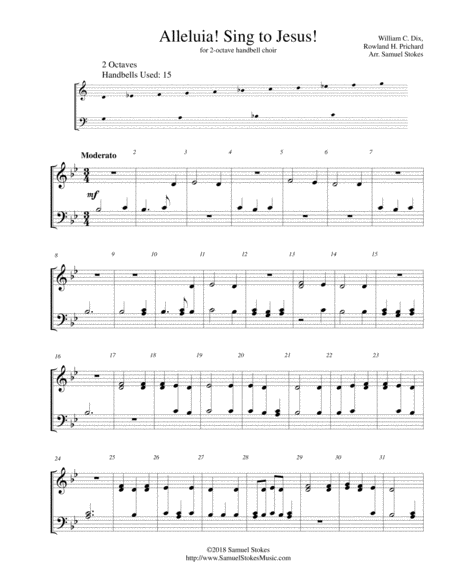 Free Sheet Music Alleluia Sing To Jesus For 2 Octave Handbell Choir