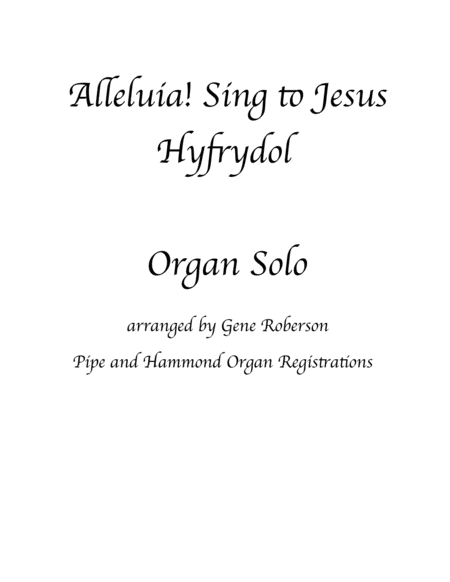 Alleluia Sing To Jesus Hyfrydol Easy Organ Hymn Series Sheet Music