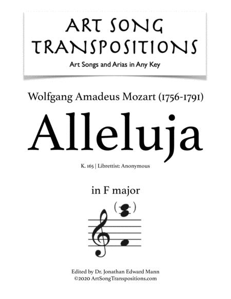 Free Sheet Music Alleluja K 165 Transposed To F Major
