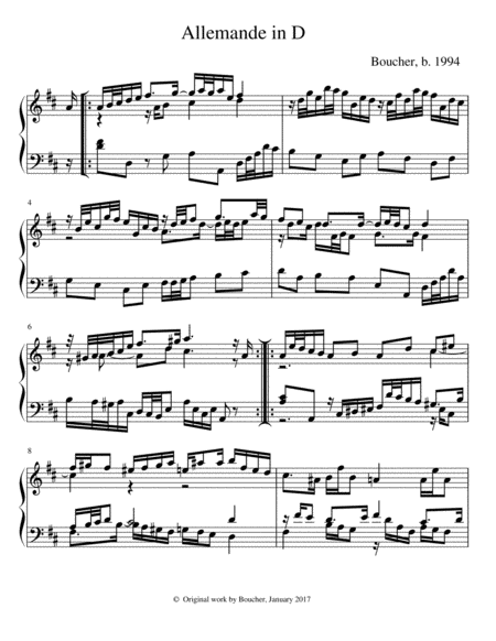 Allemande In D Major Sheet Music