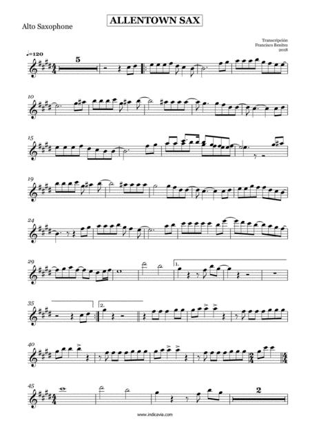 Free Sheet Music Allentown Billy Joel Alto Sax Melody Part