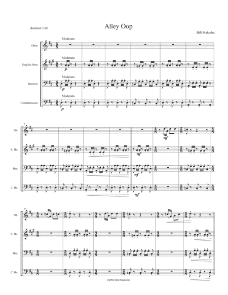 Alley Oop For Double Reed Quartet Sheet Music