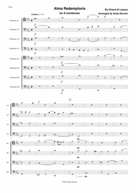 Free Sheet Music Alma Redemptoris Motet For 8 Trombones