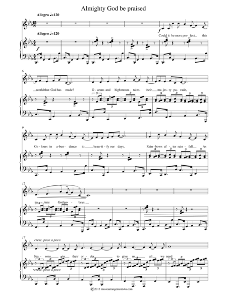 Free Sheet Music Almighty God Be Praised