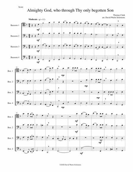 Free Sheet Music Almighty God Who Through Thy Only Begotten Son Easter Motet For 4 Bassoons