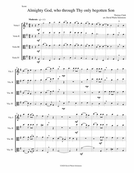 Free Sheet Music Almighty God Who Through Thy Only Begotten Son Easter Motet For 4 Violas