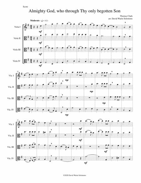 Almighty God Who Through Thy Only Begotten Son Easter Motet For 4 Violas Sheet Music