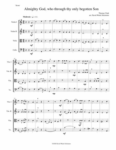 Free Sheet Music Almighty God Who Through Thy Only Begotten Son Easter Motet For String Quartet