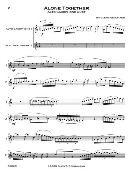 Alone Together Original Composition For Saxophone Duet Any 2 Like Instruments Sheet Music