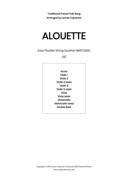 Free Sheet Music Alouette Flexible String Quartet Ensemble