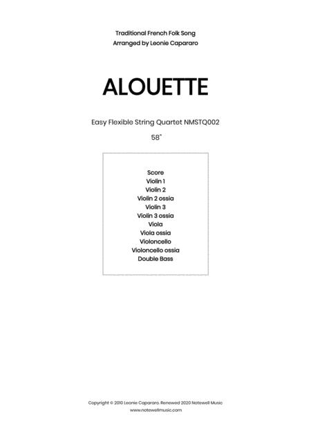 Alouette Flexible String Quartet Ensemble Sheet Music