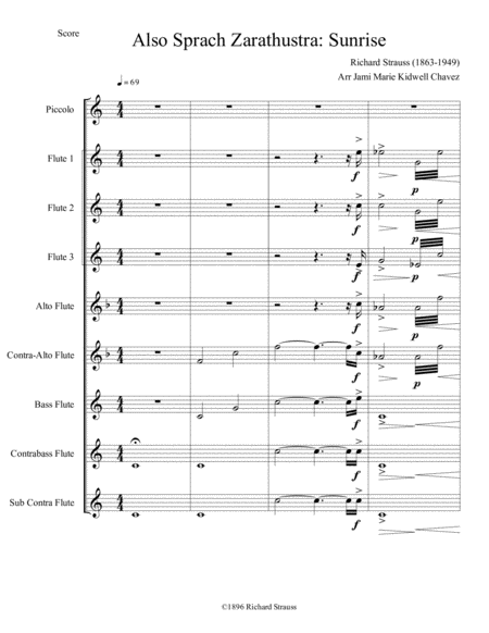 Free Sheet Music Also Sprach Zarathustra Sunrise