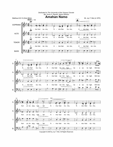 Free Sheet Music Amahan Namo