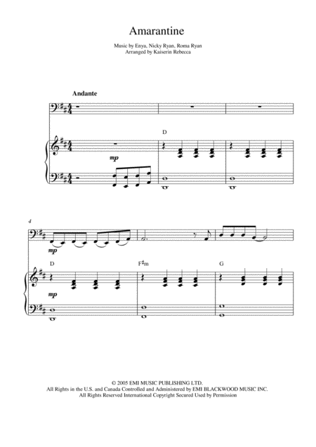 Free Sheet Music Amarantine Cello Solo And Piano Accompaniment