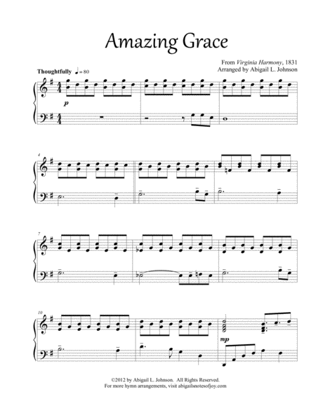 Amazing Grace Beautiful Piano Solo Sheet Music