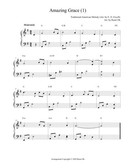 Free Sheet Music Amazing Grace Favorite Hymns Arrangements With 3 Levels Of Difficulties For Beginner And Intermediate