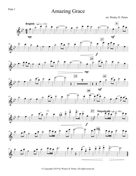 Amazing Grace Flute Quartet Sheet Music