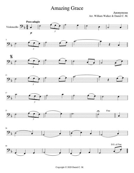 Free Sheet Music Amazing Grace For Cello And Piano Easy